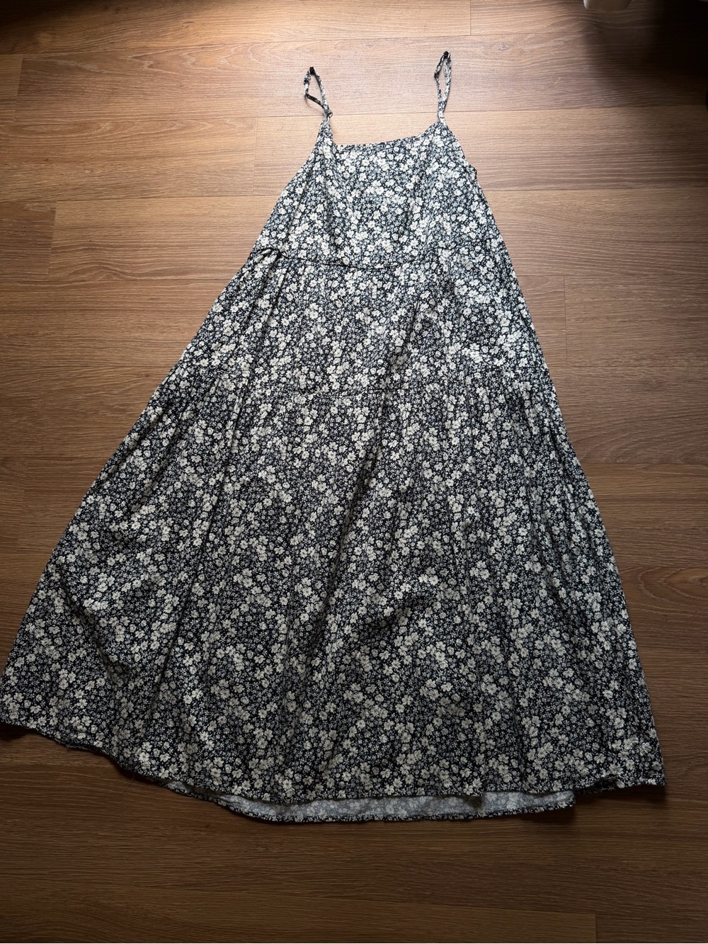 Enza Costa Black & White Floral Tiered Maxi Dress